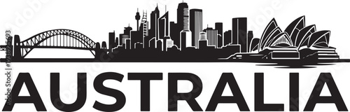 Iconic Sydney cityscape with Harbour Bridge and Opera House in Australia