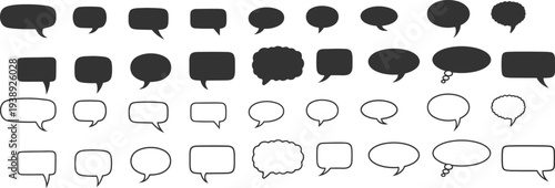 Collection of various speech bubbles and thought clouds