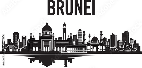Brunei city skyline with mosque and modern buildings