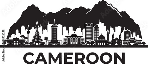 Vibrant Cameroon cityscape with iconic skyline and majestic mountains