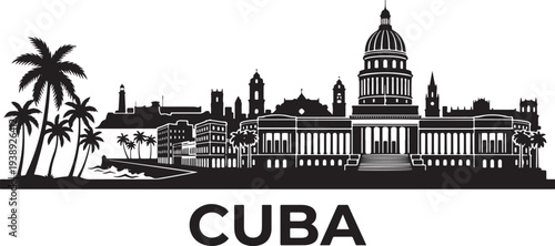 Stunning Havana cityscape with palm trees and historic buildings in Cuba