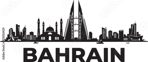 Modern Bahrain cityscape with iconic skyline and mosque