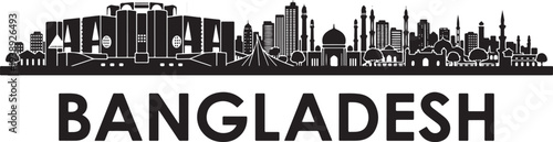 Bangladesh city skyline silhouette illustration