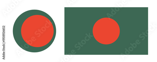 Bangladesh flag buttons. National flag of Bangladesh banners. Flag circle, rectangle icons. Set of round, rectangular flag badges.