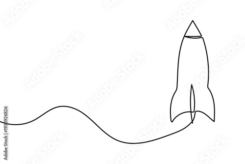 Rocket with infinity line continuous one line drawing simple outline vector illustration
