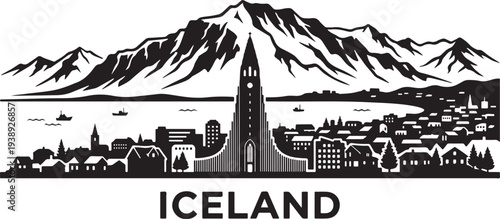 Stunning Icelandic cityscape with majestic mountains