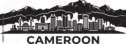 Modern cityscape of Cameroon with mountain range