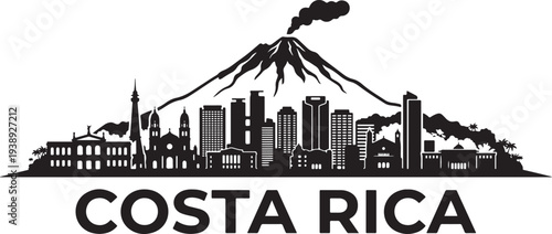 Vibrant Costa Rica cityscape with volcanic landscape