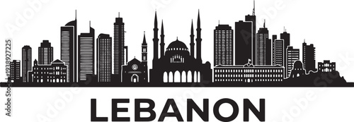 Lebanon city skyline silhouette with modern and historical buildings
