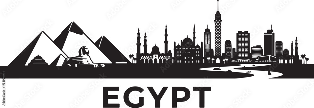 Obraz premium Stunning Egypt cityscape with pyramids and modern skyline