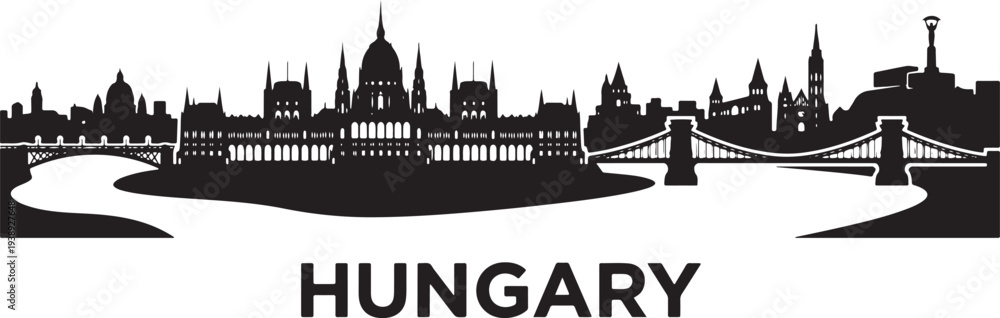 Obraz premium Stunning Budapest cityscape silhouette with iconic bridges and buildings