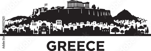 Stunning silhouette of Acropolis in Athens Greece