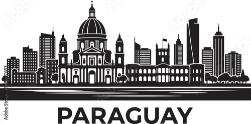 Modern Paraguay cityscape with historic architecture and skyline