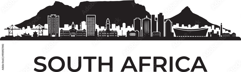 Obraz premium Stunning South African cityscape with modern skyline and iconic mountain backdrop