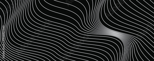 Black abstract background design. Modern wavy line pattern in monochrome colors. Premium stripe texture for banner,eps 10