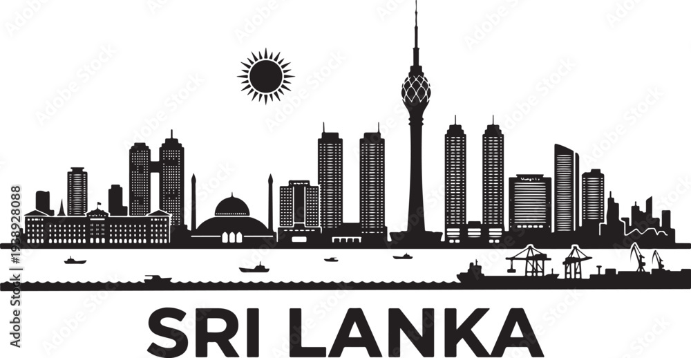 Fototapeta premium Vibrant Sri Lanka cityscape with modern skyscrapers and iconic landmarks