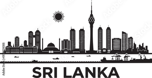 Vibrant Sri Lanka cityscape with modern skyscrapers and iconic landmarks