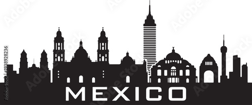 Mexico city skyline with iconic landmarks and towers