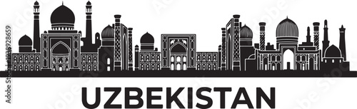 Uzbekistan architectural landmarks silhouette