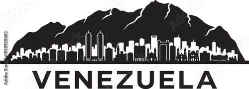 Stunning Venezuela cityscape silhouette with mountain range