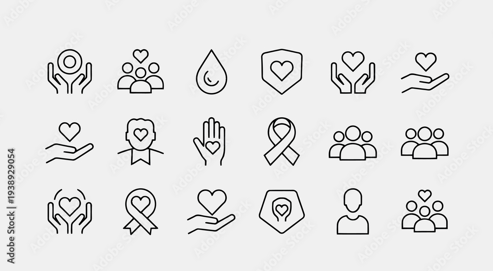 Fototapeta premium Set of 20 charity icons vector