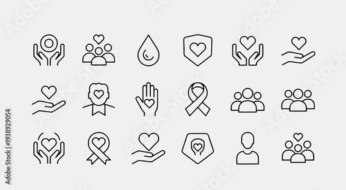 Set of 20 charity icons vector