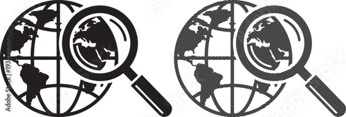 Comparison of a clear globe and a pixelated or corrupted globe under magnifying lenses