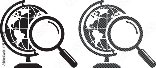 Magnifying glasses examining two different globes for detailed analysis