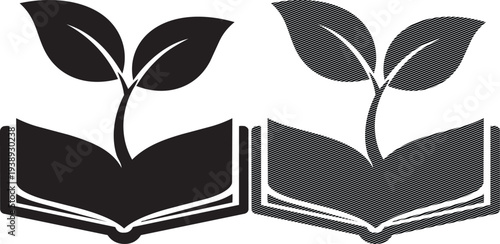 Symbolic representation of growth and knowledge through books and plants