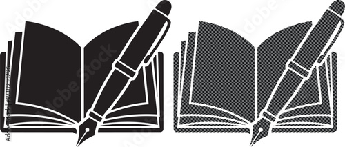 Two open books with pens resting on them symbolizing writing and knowledge