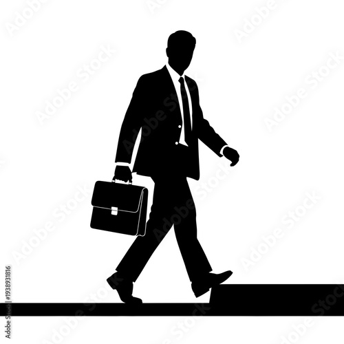 Businessman Walking with Briefcase in Hand.