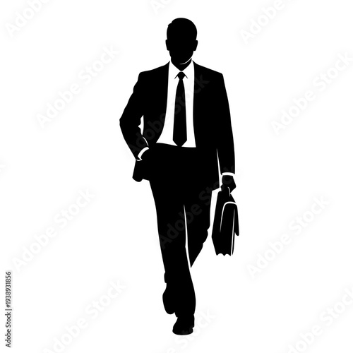 Businessman Walking with Briefcase in Hand.