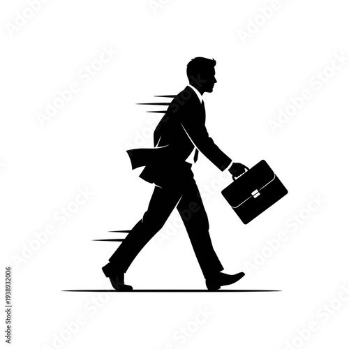 Businessman Walking with Briefcase in Hand.