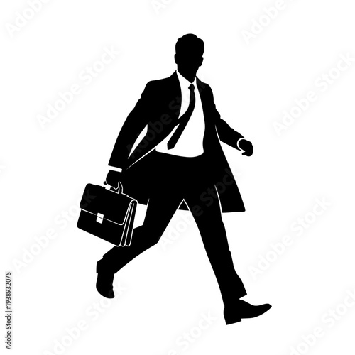 Businessman Walking with Briefcase and Suit.