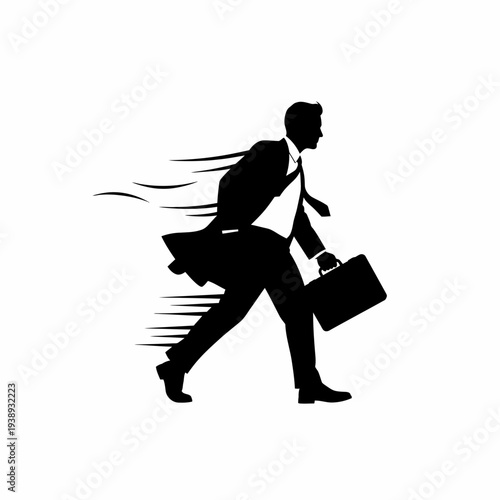 Businessman in a hurry with briefcase.