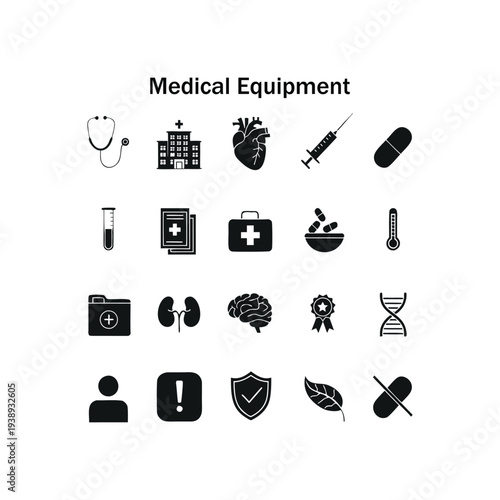 Medical and Healthcare Vector Icon Set for Clinical, Diagnostic, and Pharmaceutical Applications
