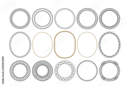 Collection of Decorative Circular and Oval Frames with Intricate