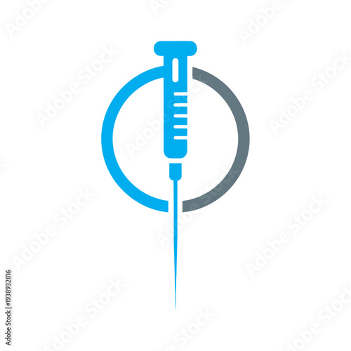 Blue Syringe Icon Medical Injection Symbol.