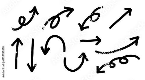 ペンの手書きの矢印セット ベクター黒