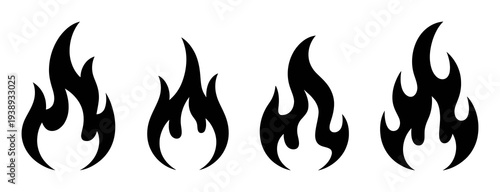 Four black flame on a white background