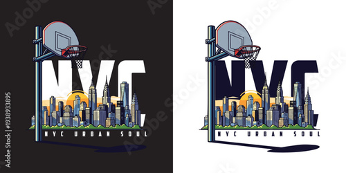 New York T-Shirt Design – NYC Skyline Streetwear Vector Graphic for Apparel