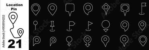 Location, map, and pin icon collection. GPS, place, markers, pin poing, position, and navigation icons set. Vector illustration transparent background