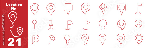 Location, map, and pin icon collection. GPS, place, markers, pin poing, position, and navigation icons set. Vector illustration transparent background
