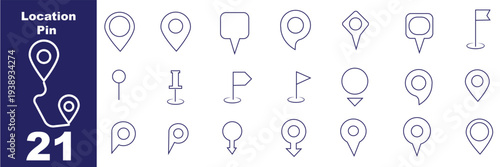 Location, map, and pin icon collection. GPS, place, markers, pin poing, position, and navigation icons set. Vector illustration transparent background