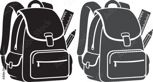 Comparison of two different backpack designs with distinct textures and styles