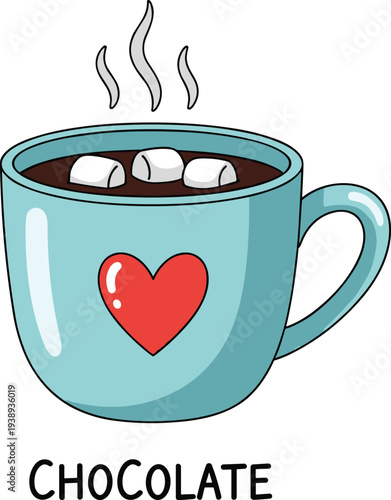 Hot chocolate mug, marshmallow drink vector set, cozy beverage illustration, winter comfort clipart, sweet dessert artwork, warm drink graphics, flat vector illustration