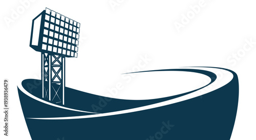 Stadium Floodlight Tower and Abstract Sports Field Graphic