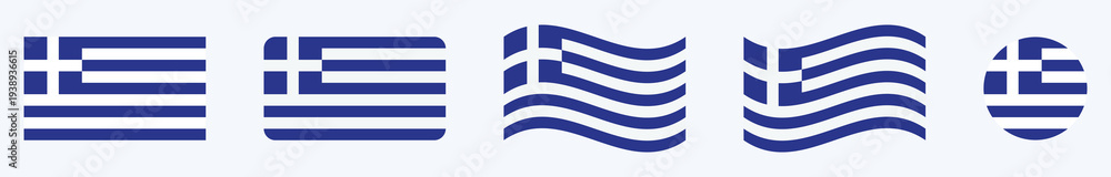 Obraz premium Greece National Flag Vector Set in Flat Waving and Circular Shapes