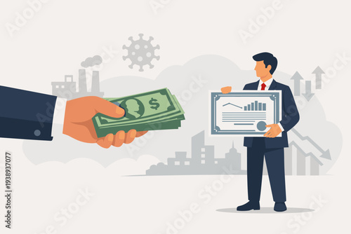 Federal Reserve Buying Corporate Bonds to Support Market Liquidity and Economic Recovery During the Coronavirus COVID-19 Pandemic Crisis, Government Financial Stimulus and Monetary Policy Concept