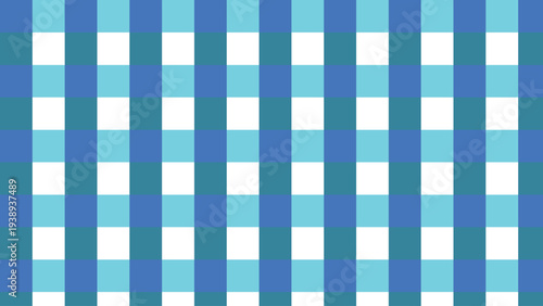 Minimal Blue Gingham Checkered Pattern Background, Seamless Square Fabric Texture for Textile, Tablecloth and Retro Design